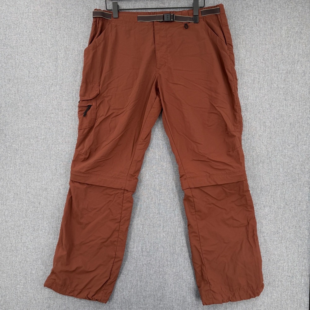 REI Sahara Womens 14P Convertible Cargo Hiking Pants Brown UPF 30+ Nylon Belted